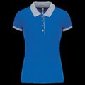 Polo piqué bicolor mujer Light Royal Blue / Oxford Grey L