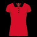 Polo piqué bicolor mujer Red / Black Xs
