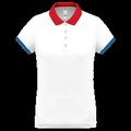 Polo piqué mujer White / Red / Sporty Royal Blue M