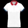 Polo piqué mujer White / Red / Sporty Royal Blue M