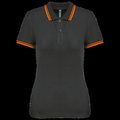 Polo a rayas mujer manga corta Dark Grey / Orange XS