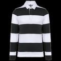 Polo a rayas unisex Manga Larga Black / White Stripes L