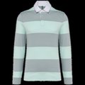 Polo a rayas unisex Manga Larga Light Grey / Ice Mint Stripes 3Xl