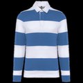 Polo a rayas unisex Manga Larga Light Royal Blue / White Stripes Xl