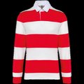 Polo a rayas unisex Manga Larga Red / White Stripes M