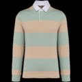 Polo a rayas unisex Manga Larga Sage / Light Sand Stripes S