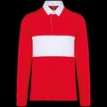 Polo rugby manga larga algodón Sporty Red / White Xl
