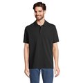 Polo Unisex de Algodón Orgánico Negro/ Negro Opaco XXS