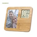 Portafotos Reloj y Termómetro de Bambú