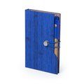 Portanotas en polipiel estilo madera y bolígrafo de cartón reciclado Azul