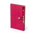 Portanotas en polipiel estilo madera y bolígrafo de cartón reciclado Rojo