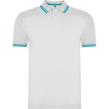 Polo Manga Corta detalles en contraste Blanco/Turquesa S