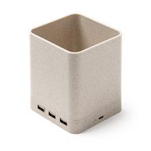 Portalápices con cargador inalámbrico 5W y USB Crudo