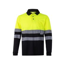 Polo bicolor de manga larga Negro/Amarillo 4Xl
