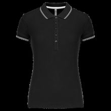 Polo mujer algodón con 5 botones Black / Light Grey / White Xs
