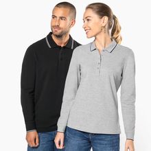 Polo piqué manga larga mujer Black / Light Grey / White Xs