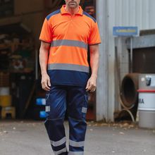 Polo Alta Visibilidad Bicolor Hi Vis Orange / Navy S