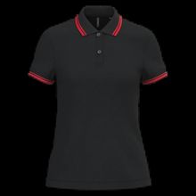 Polo a rayas mujer manga corta Black / Red Xs