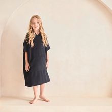 Poncho microfibra con capucha niño Black 6/9 Ans