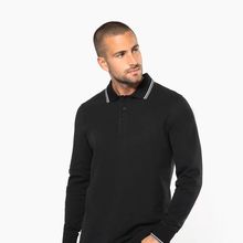 Polo ajustado manga larga hombre Black / Light Grey / White S