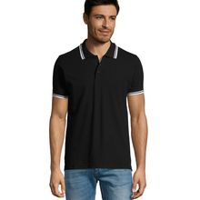 Polo Hombre Cuello Rayado 200g Negro/Blanco 3Xl