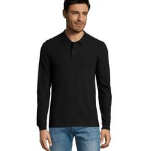 Polo Manga Larga Hombre 180g Negro 3Xl