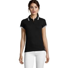 Polo Mujer de Algodón Detalles a Contraste Negro/Blanco L