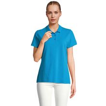 Polo mujer algodón manga corta Aqua L