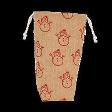 Portabotellas de yute para Navidad Natural / Cherry Red