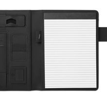 Portadocumentos A5 con powerbank de 4000 mAh y soporte para tablets Negro