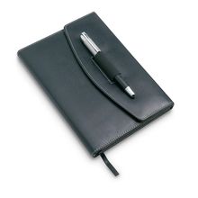 Portafolios elegante con bolígrafo metálico 21 x 15 cm Negro