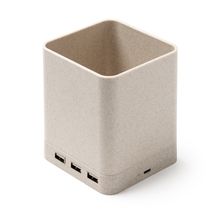 Portalápices con cargador inalámbrico 5W y USB Crudo