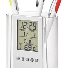 Portalápices con reloj multifunción Transparente