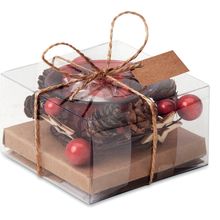 Portavelas de Cristal Navideño Rojo
