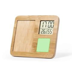Portafotos Reloj y Termómetro de Bambú | Debajo de la pantalla | 65 x 65