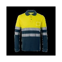 Polo bicolor manga larga con bandas reflectantes | Bolsillo superior | 60 x 60