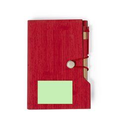 Portanotas en polipiel estilo madera y bolígrafo de cartón reciclado | En la cara principal, parte inferior | 60 x 40