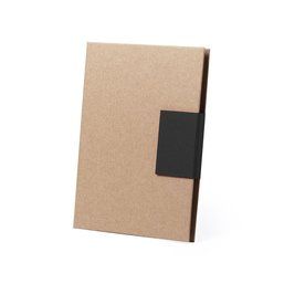 Portanotas ecológico de cartón reciclado con bolígrafo a juego Negro