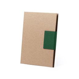 Portanotas ecológico de cartón reciclado con bolígrafo a juego Verde