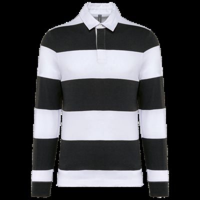 Polo a rayas unisex Manga Larga Black / White Stripes Xs