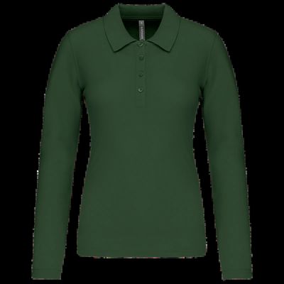 Polo de manga larga entallado mujer Forest Green Xl