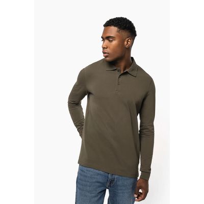 Polo manga larga hombre algodón piqué