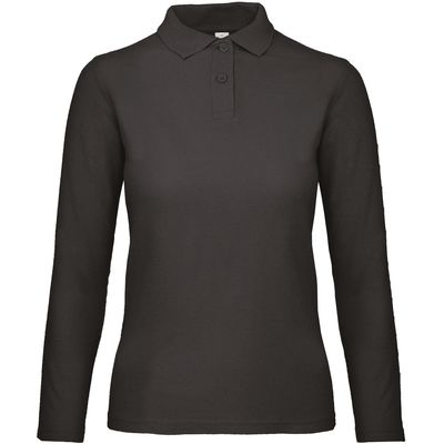 Polo manga larga mujer punto piqué Black L