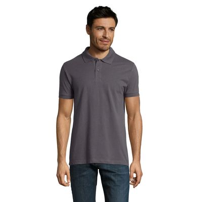 Polo Piqué Manga Corta Hombre Gris Oscuro Xxl