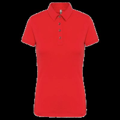 Polo básico de manga corta para mujer Red M
