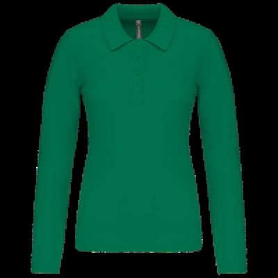 Polo de manga larga entallado mujer Kelly Green M