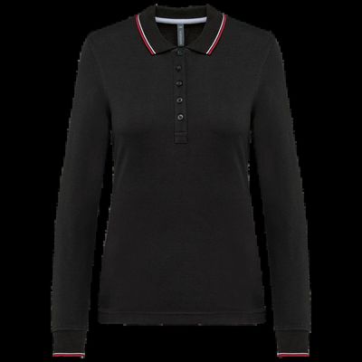 Polo piqué manga larga mujer Black / Red / White Xxl