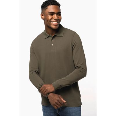 Polo manga larga hombre algodón piqué
