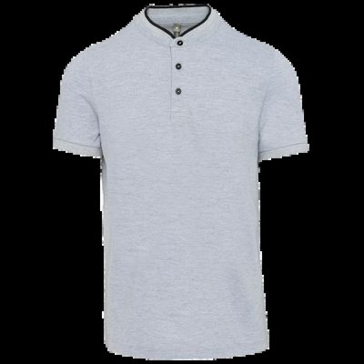 Polo cuello mao para hombre Oxford Grey / Black 3Xl