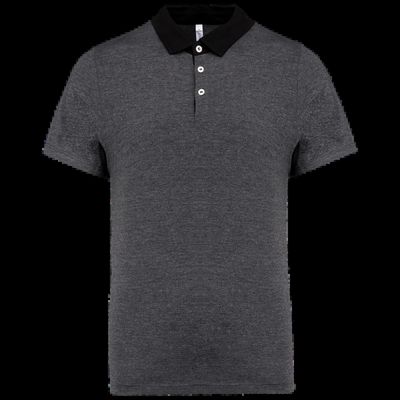 Polo bicolor hombre algodón Dark Grey Heather / Black 3Xl